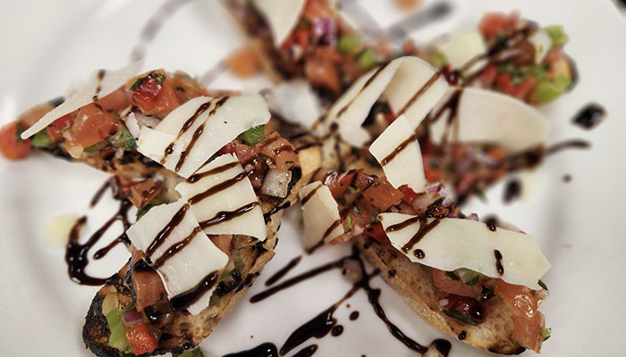 The Chartroom at Rivers End serves a Bruschetta appetizer.