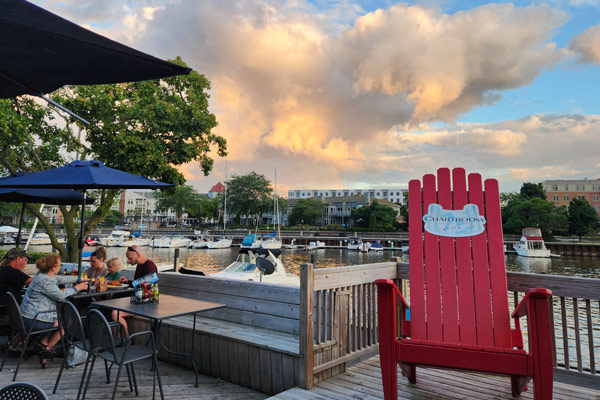 Deck chair at the Chartroom at Rivers End in Racine Wisconsin.