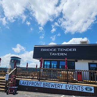 Exterior of Bridge Tender Tavern at Rivers End in Racine, WI